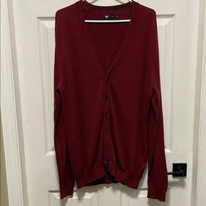 Le 31 | Par Simons | Burgundy | Organic Cotton Blend | Cardigan Sweater | Size L
